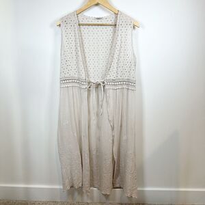 Valentina Naldi Vest Womens One Size Tan Embroidered Cottagecore Eyelet Italy
